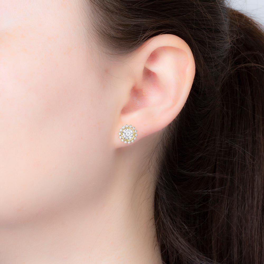 Fusion Diamonds 18ct Rose Gold Stud Starburst Earrings Halo Jacket Set #5