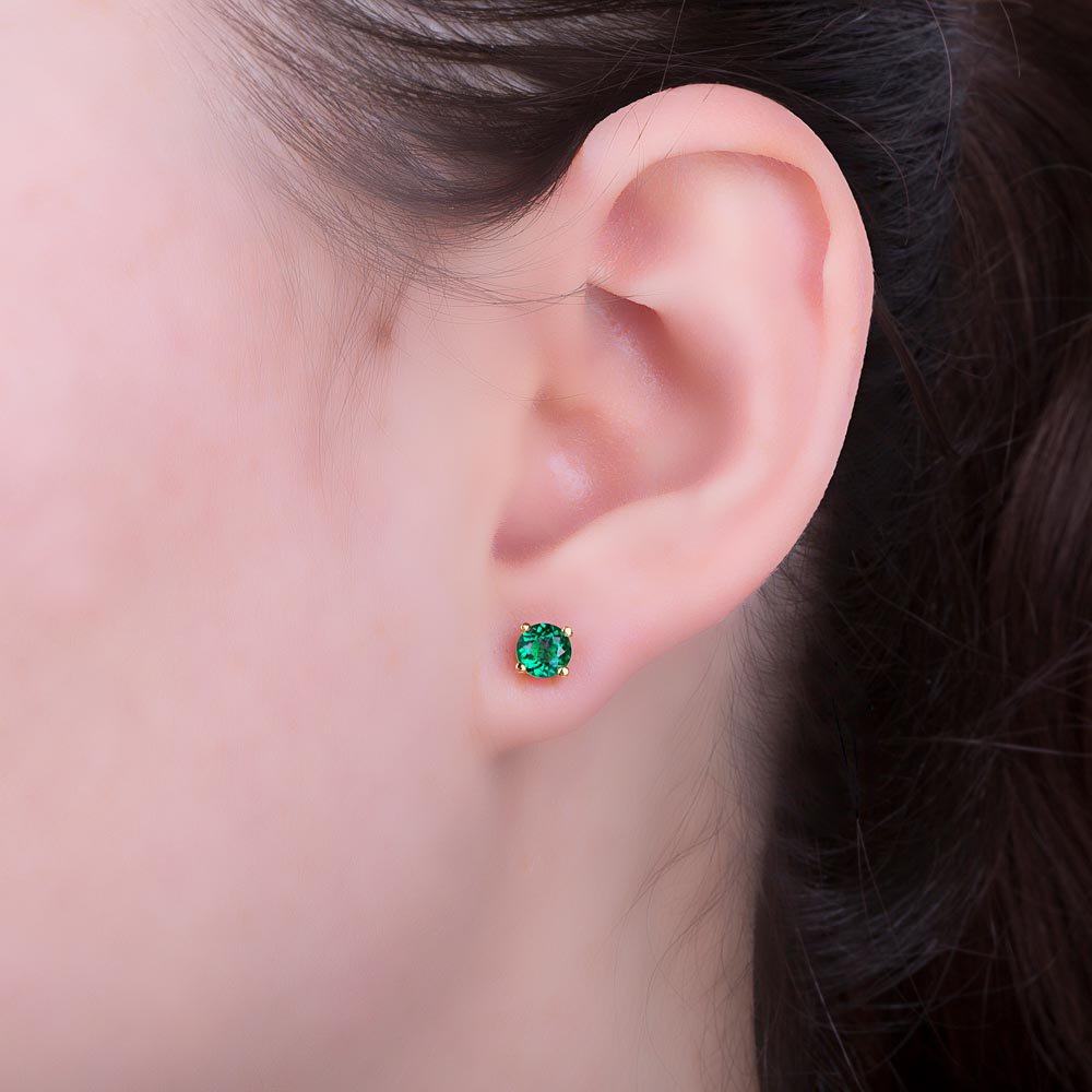 Charmisma 1ct Emerald 18ct Gold Vermeil Stud Earrings #2