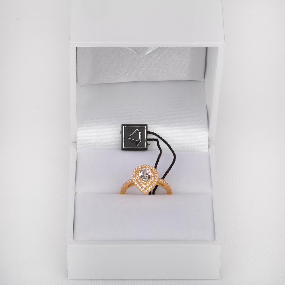 Fusion Moissanite Pear 18ct Yellow Gold Diamond Halo Engagement Ring #4