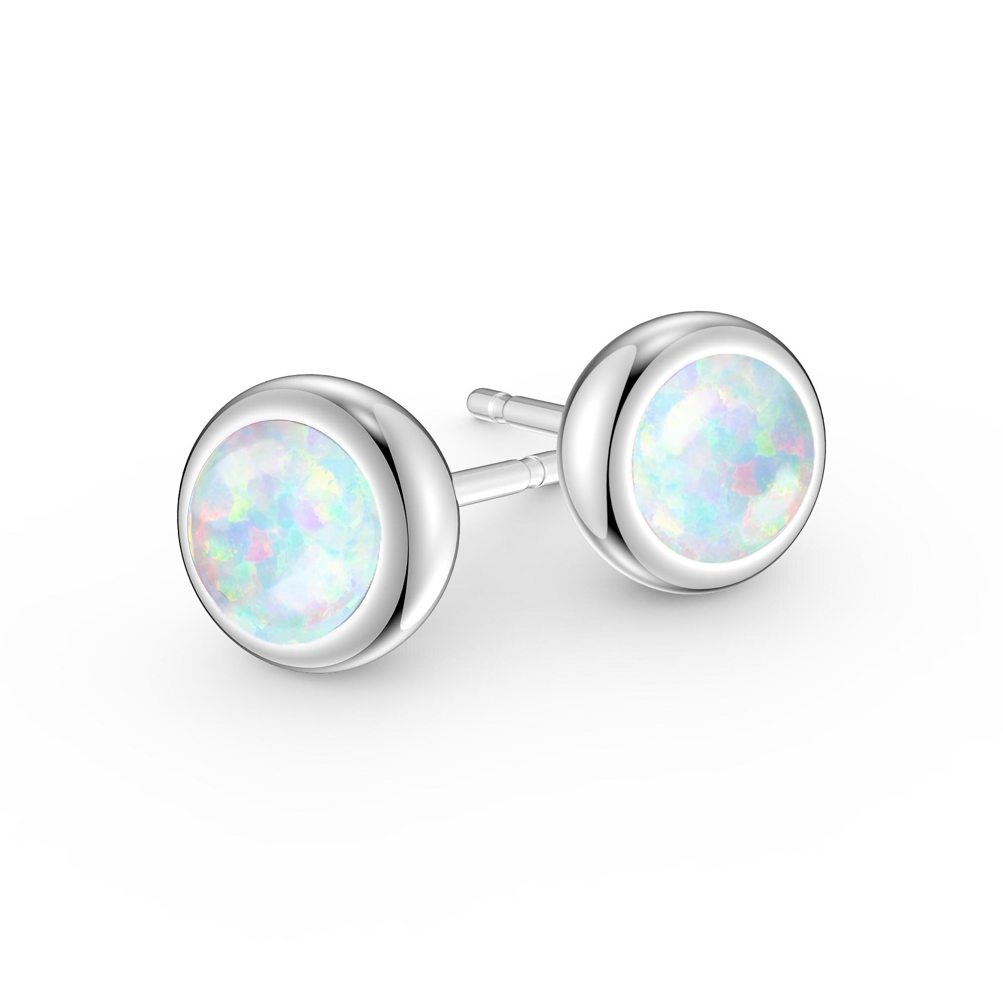 Sterling Silver Sky Opal Stud Earrings  Blue Opal Jewellery UK  Opal Gift