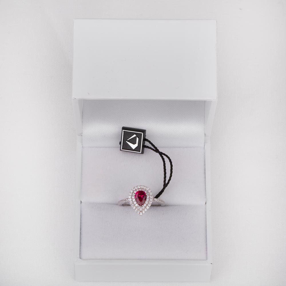 Fusion Ruby Pear Halo 9ct White Gold Proposal Ring #3
