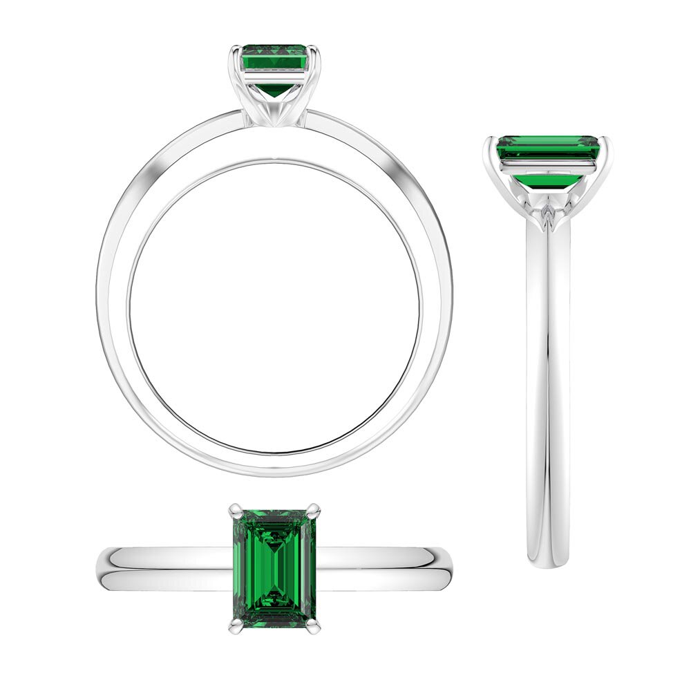 Unity 1ct Emerald cut Emerald Solitaire Platinum Engagement Ring #5