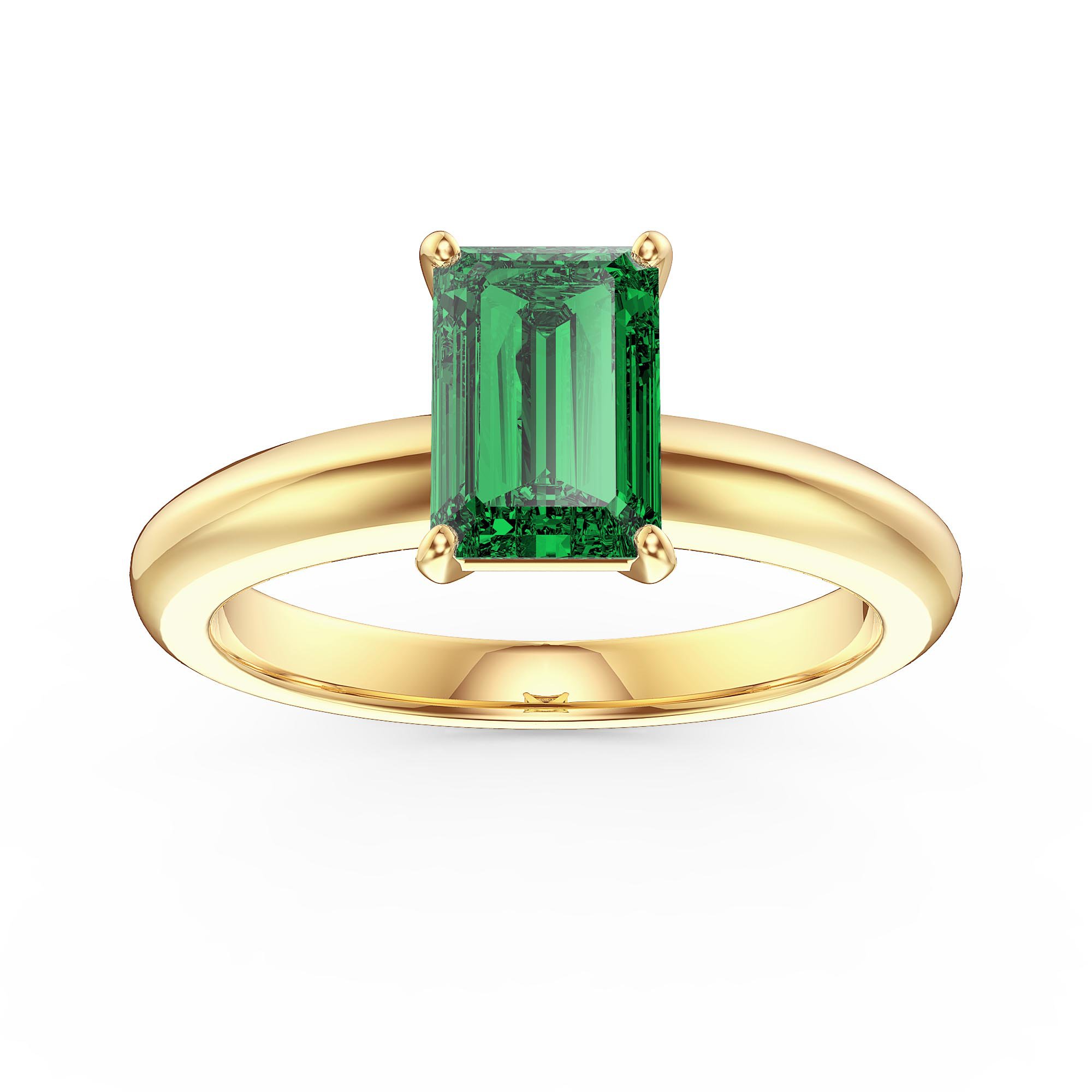 Unity 1ct Emerald cut Emerald Solitaire 18ct Yellow Gold Proposal Ring ...