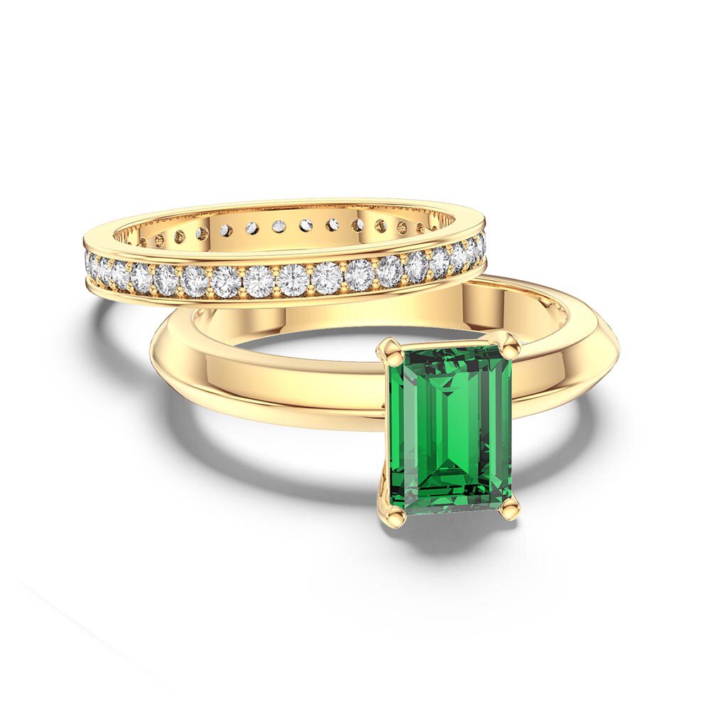 Unity 1ct Emerald cut Emerald Solitaire 9ct Yellow Gold Proposal Ring #6