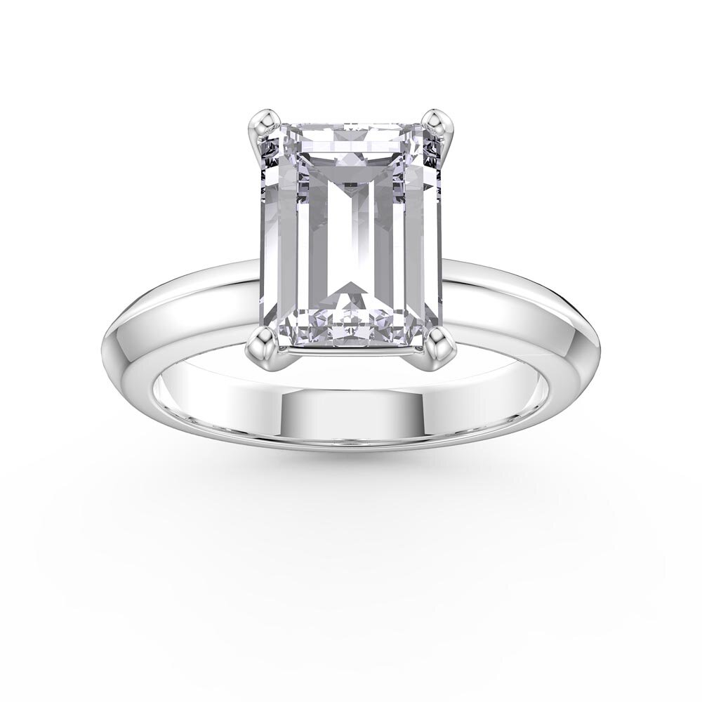 Unity 3ct Emerald Cut Lab Diamond Platinum Engagement Ring