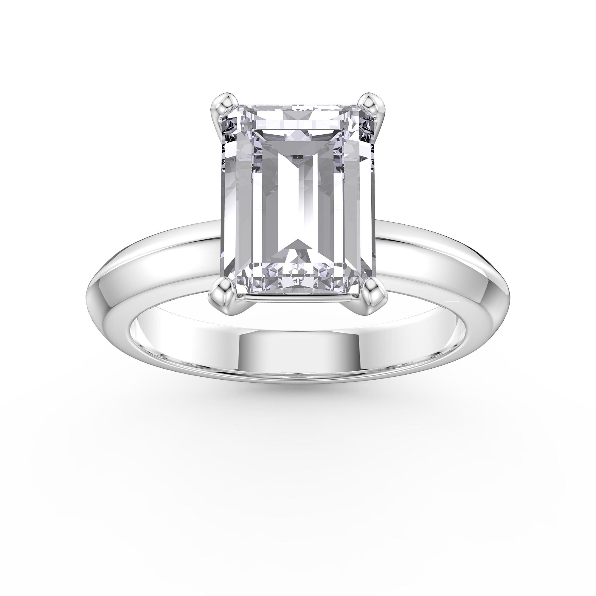 Unity 3ct Moissanite Emerald Cut Solitaire Platinum Engagement Ring ...