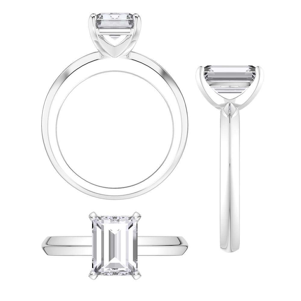 Unity 2ct Lab Diamond Emerald Cut Solitaire Platinum Engagement Ring #3