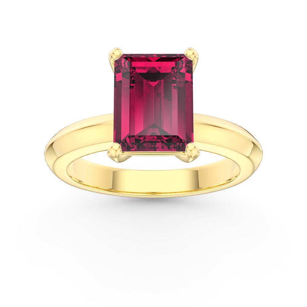 Unity 3ct Ruby Emerald Cut Solitaire 9ct Yellow Gold Promise Ring