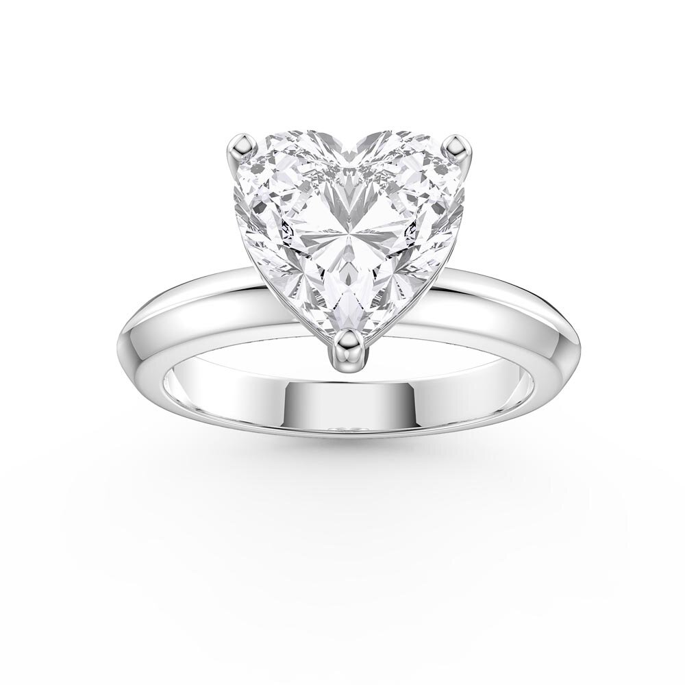 Unity 2ct Heart Moissanite Solitaire Platinum Plated Silver Promise Ring