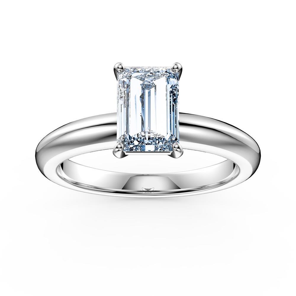 Unity 1ct Aquamarine Emerald Cut Solitaire 9ct White Gold Proposal Ring
