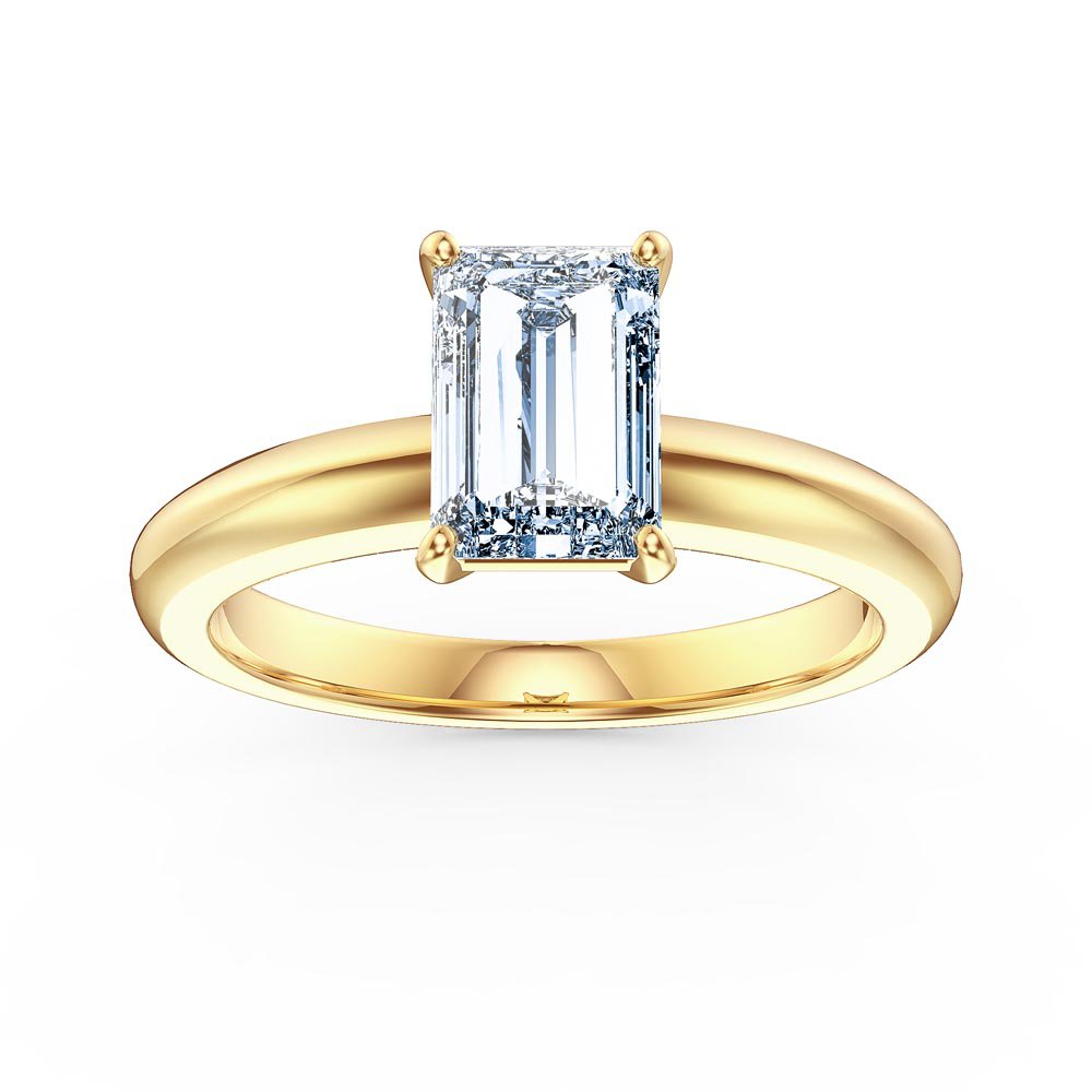 Unity 1ct Aquamarine Emerald Cut Solitaire 9ct Yellow Gold Proposal Ring