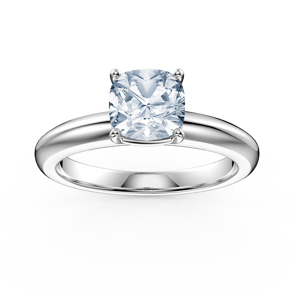 Unity 1ct Aquamarine Cushion cut Solitaire 9ct White Gold Proposal Ring