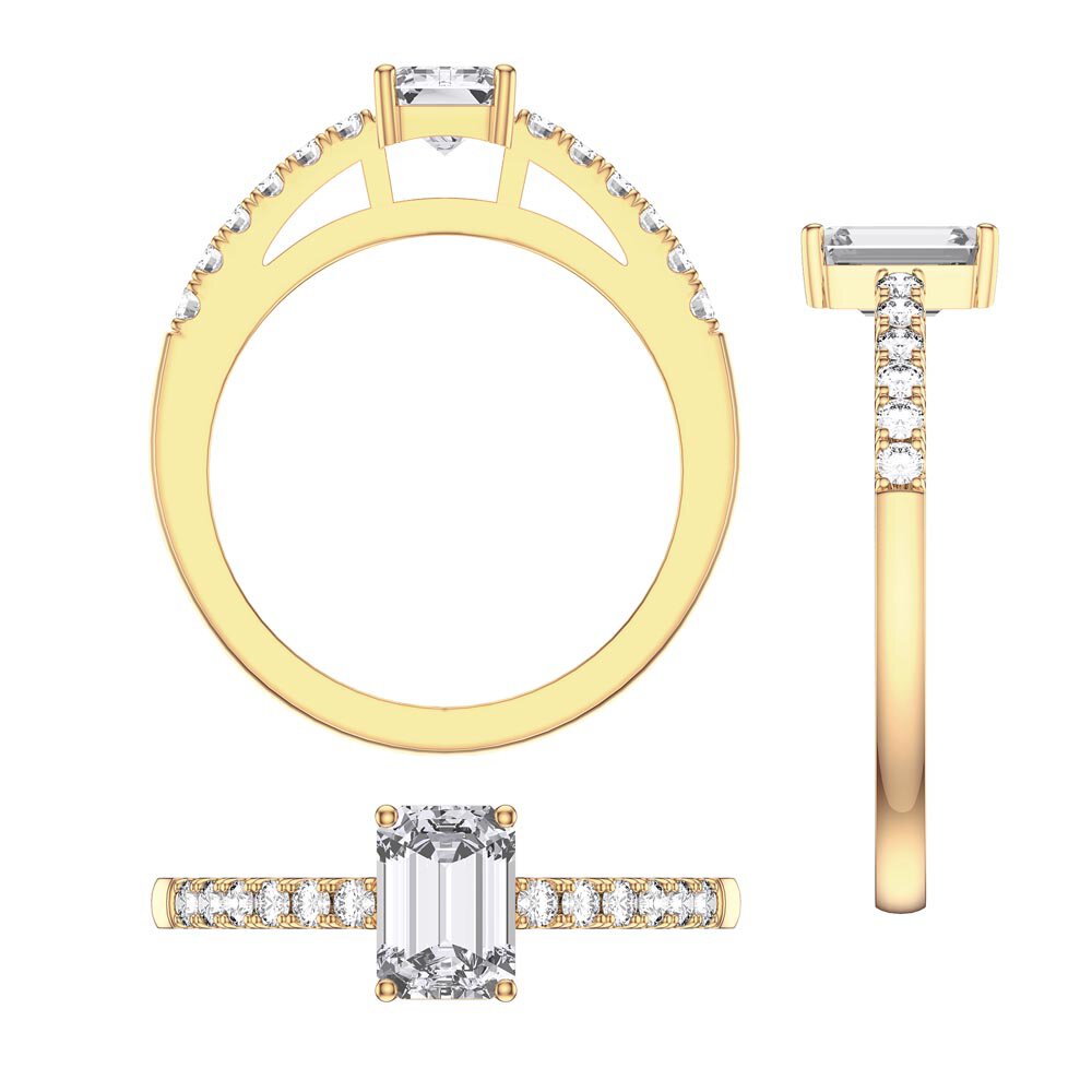 Unity 1ct Aquamarine Emerald Cut Lab Diamond Pave 18ct Yellow Gold Engagement Ring #5