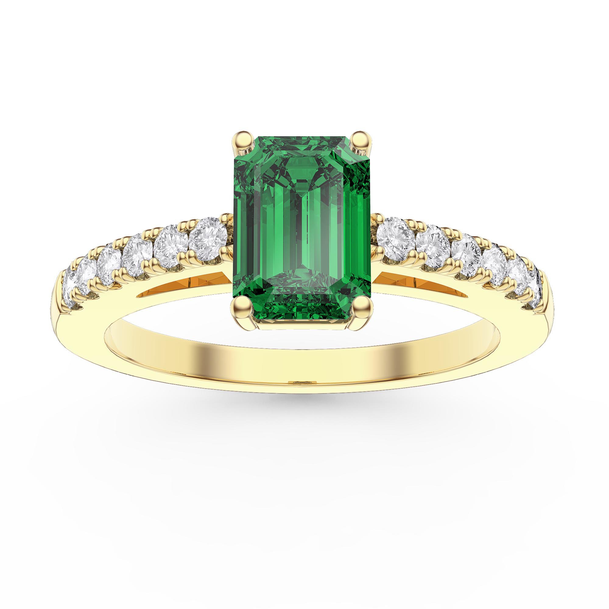 emerald and diamond rings in yellow gold