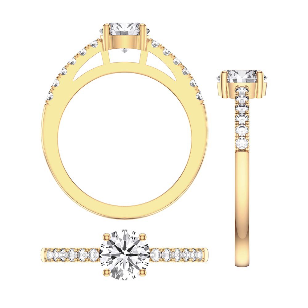 1ct Aquamarine Lab Diamond Pave 18ct Yellow Gold Engagement Ring #4
