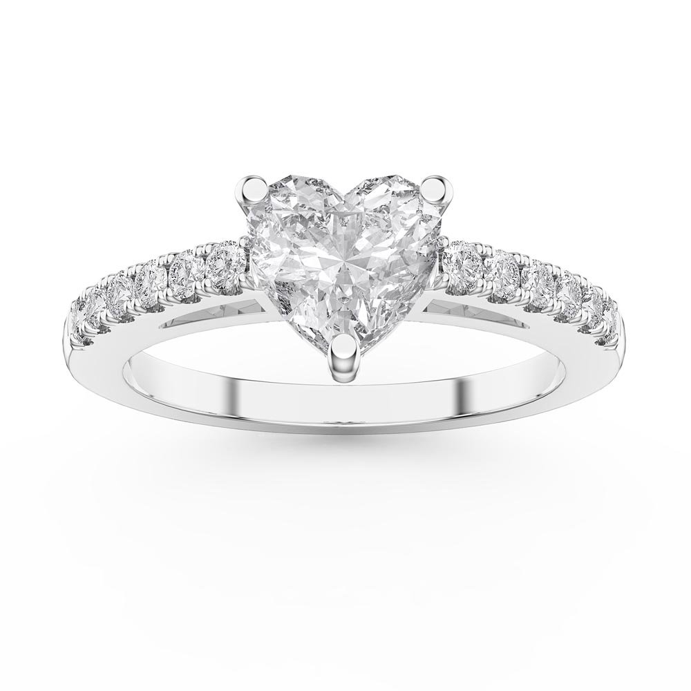 Unity 1ct Lab Diamond Heart Pave Platinum Engagement Ring