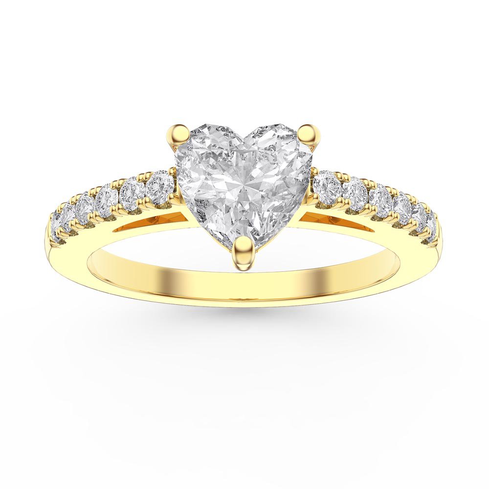 Unity 1ct Heart Lab Diamond Pave 18ct Yellow Gold Proposal Ring