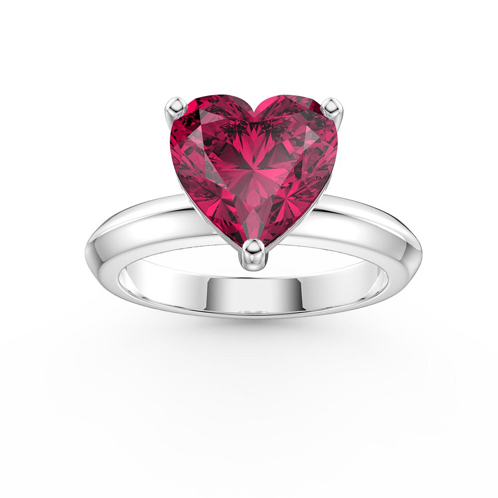 Unity 2ct Heart Ruby Solitaire Platinum Ring