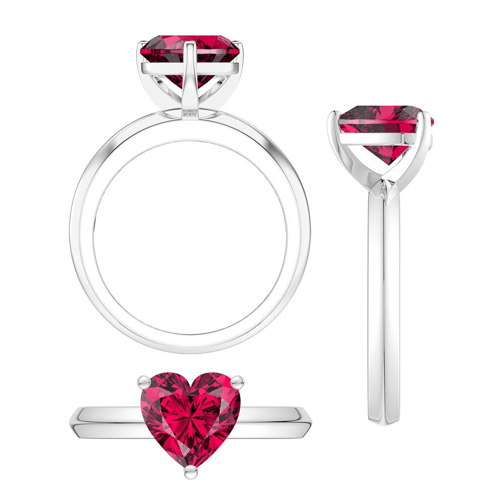 Unity 2ct Heart Ruby Solitaire 9ct White Gold Promise Ring #4