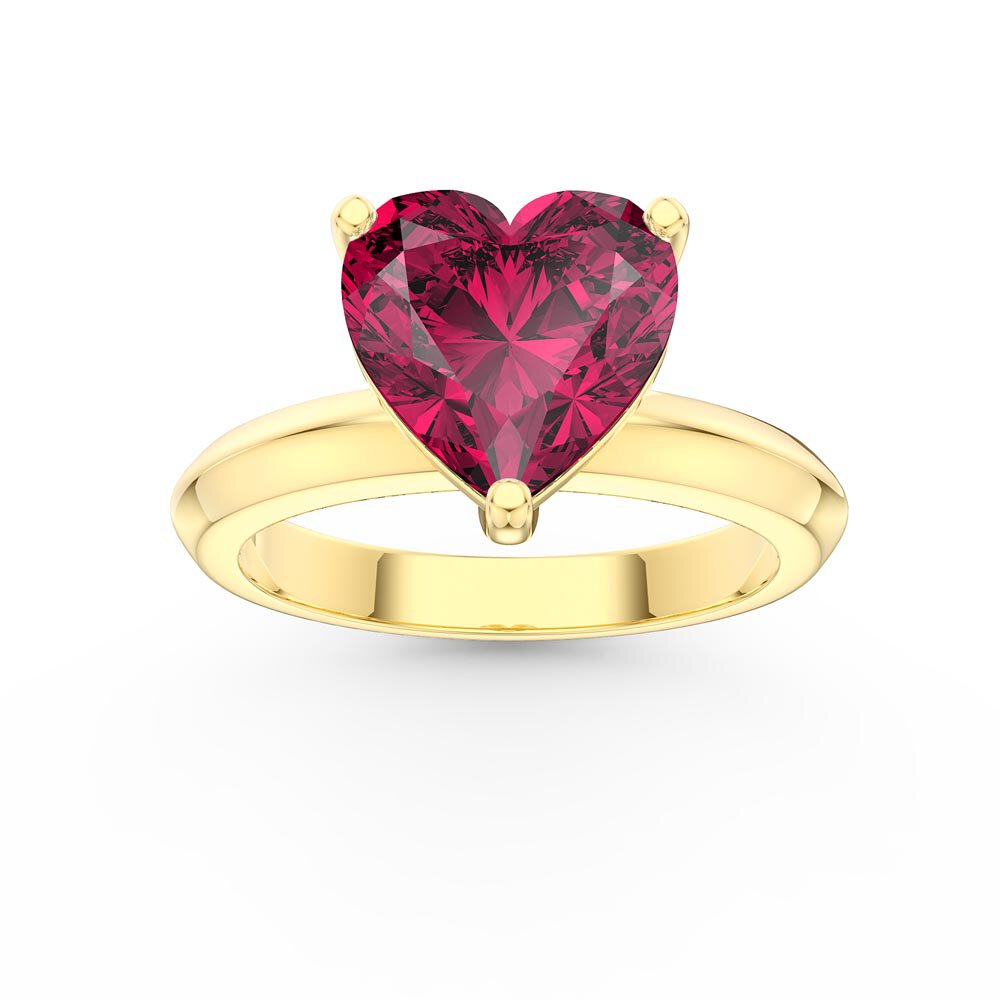 Unity 2ct Heart Ruby Solitaire 18ct Yellow Gold Promise Ring