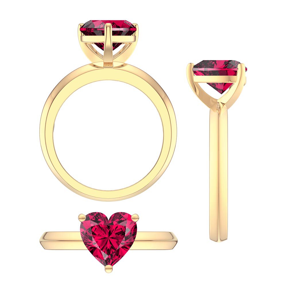 Unity 2ct Heart Ruby Solitaire 9ct Yellow Gold Promise Ring #4