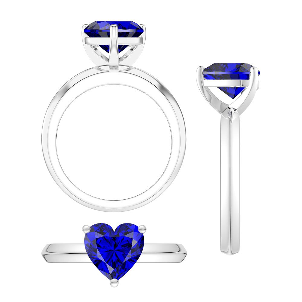 Unity 2ct Heart Blue Sapphire Solitaire Platinum Ring #4
