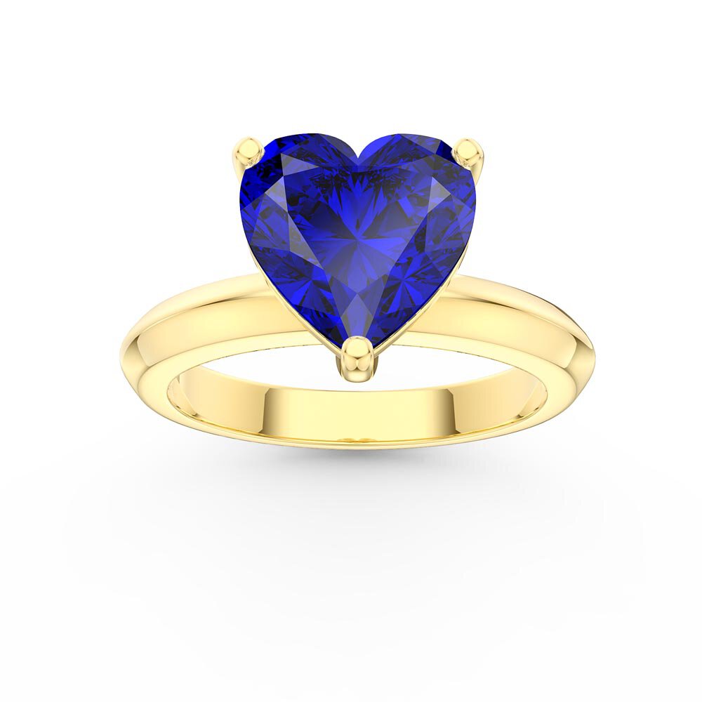 Unity 2ct Heart Blue Sapphire Solitaire 9ct Yellow Gold Proposal Ring