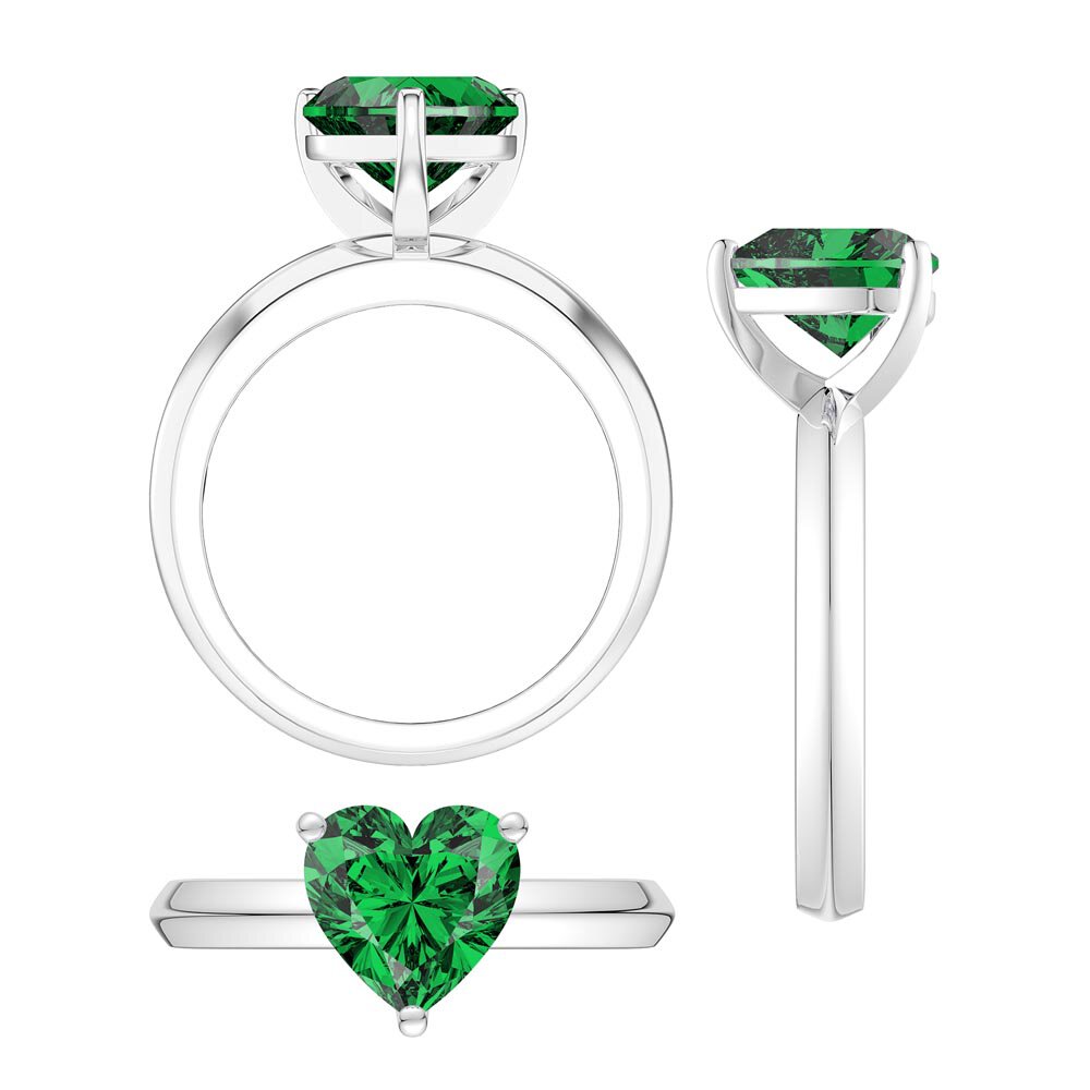 Unity 2ct Heart Emerald Solitaire 9ct White Gold Ring #4