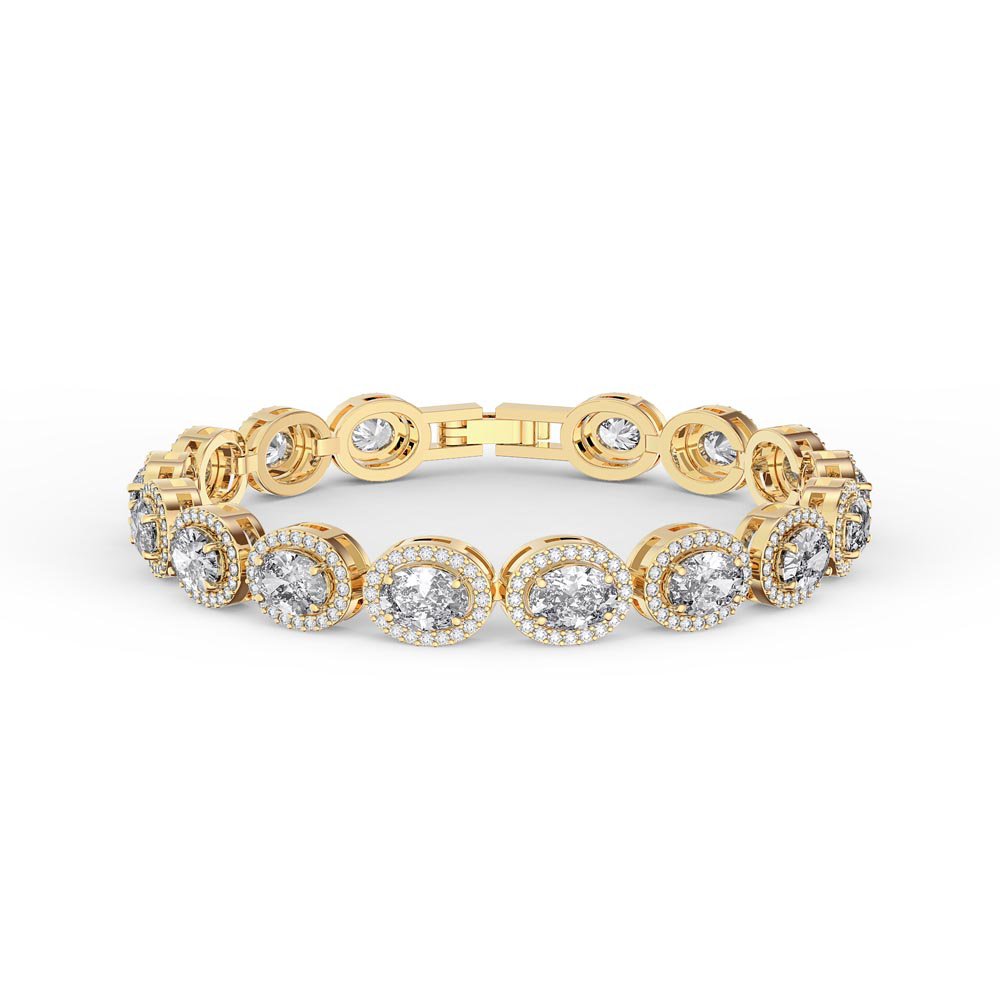 Eternity White Sapphire Oval Halo 18ct Gold Vermeil Tennis Bracelet by Jian London