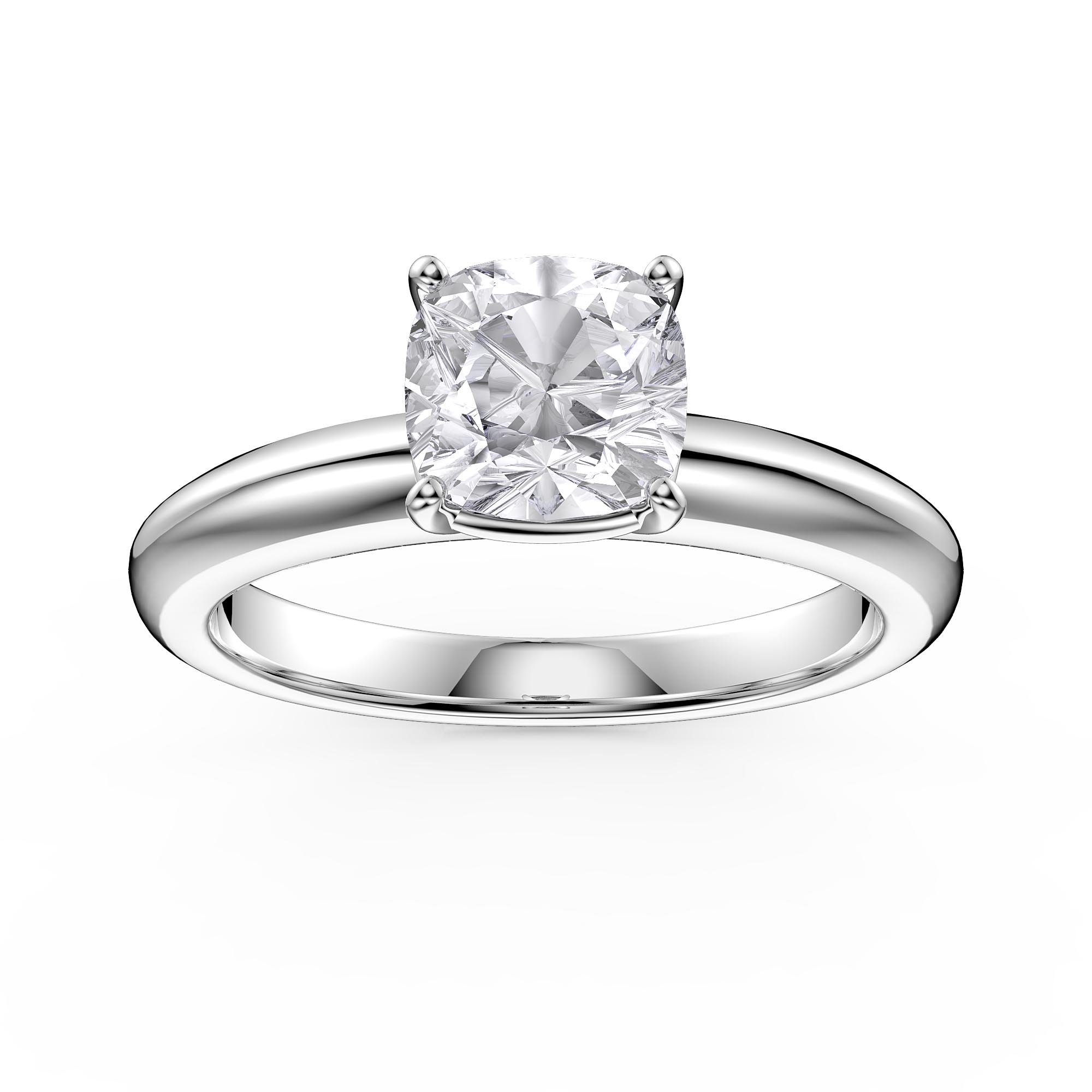 Unity 1ct Diamond Cushion cut Solitaire Platinum Engagement Ring Jian