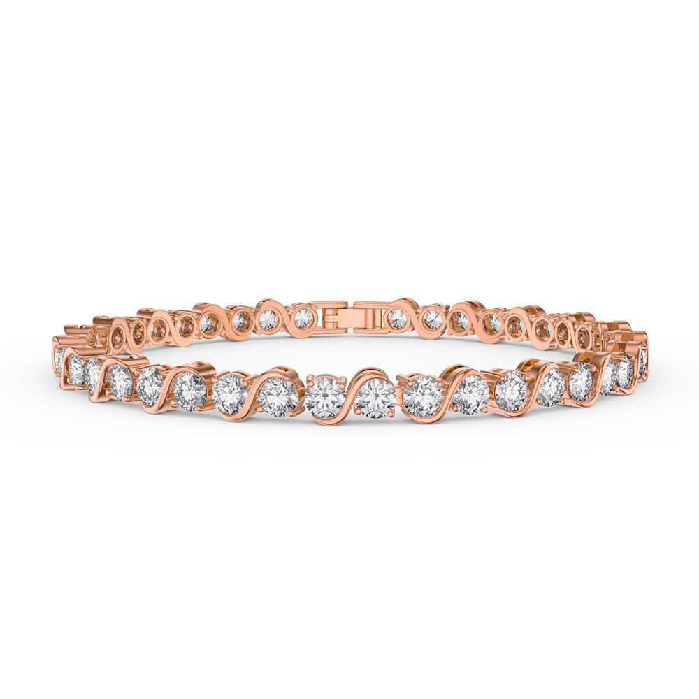 Infinity Diamond CZ 18ct Rose Gold plated S Bar Silver Tennis Bracelet