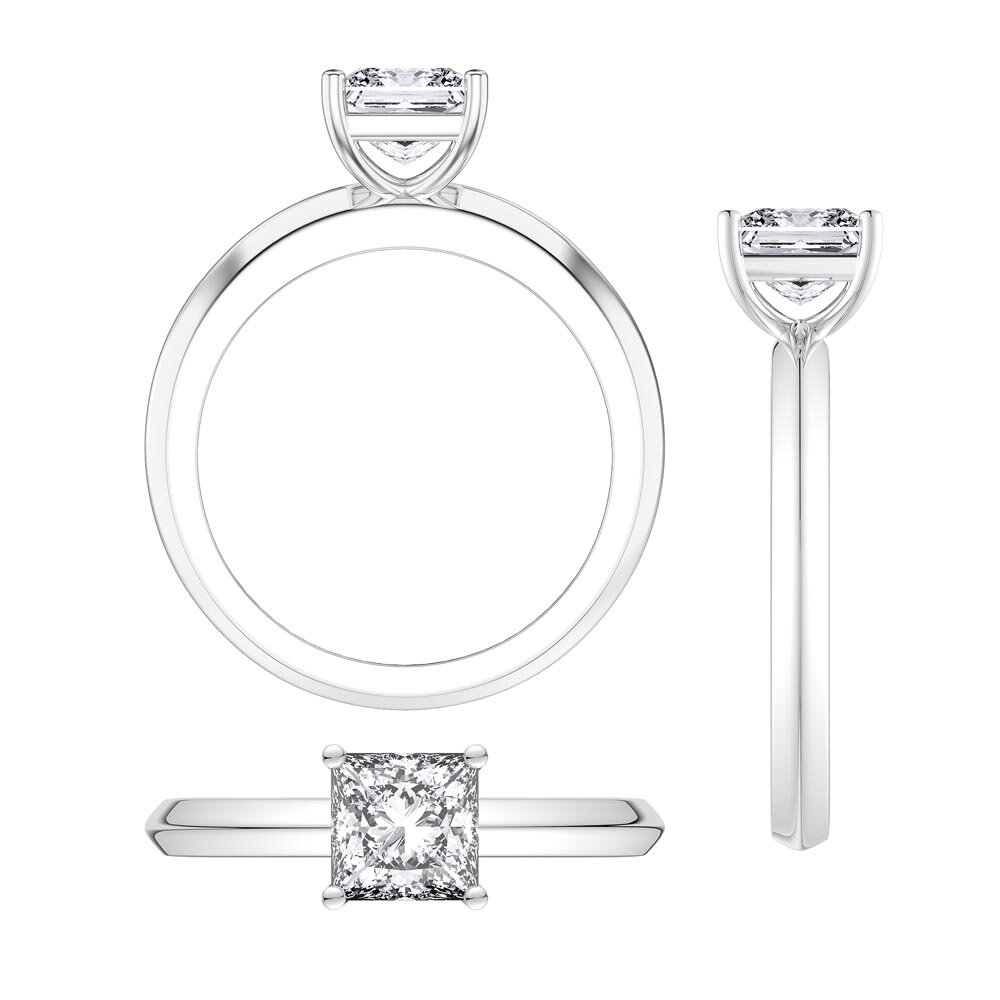 Unity 1ct Princess Lab Diamond Solitaire Platinum Engagement Ring #4