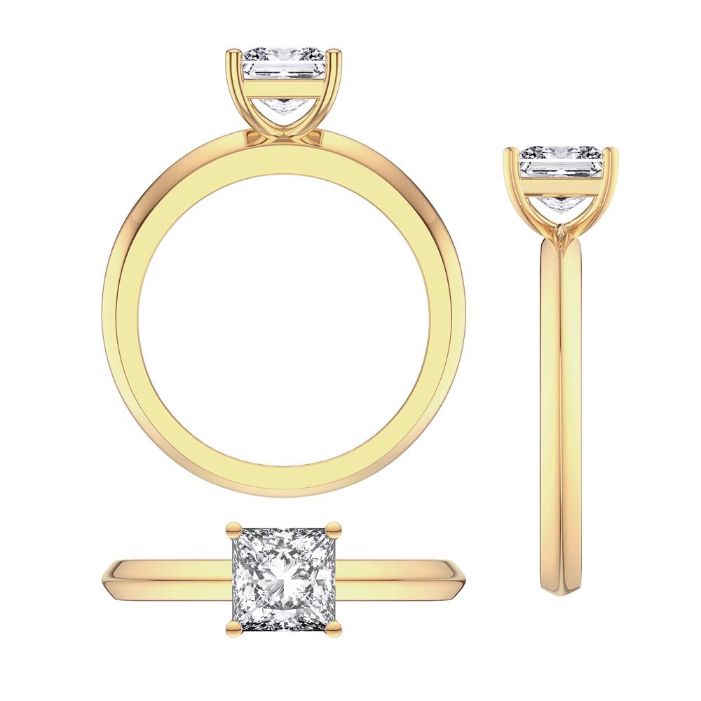 Unity 1ct Princess Lab Diamond Solitaire 9ct Yellow Gold Ring #5