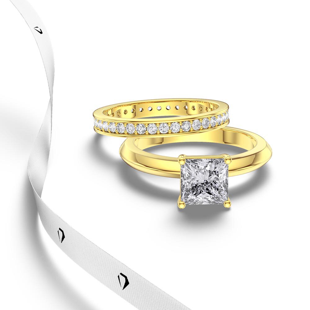 Unity 1ct Princess Lab Diamond Solitaire 9ct Yellow Gold Ring #2