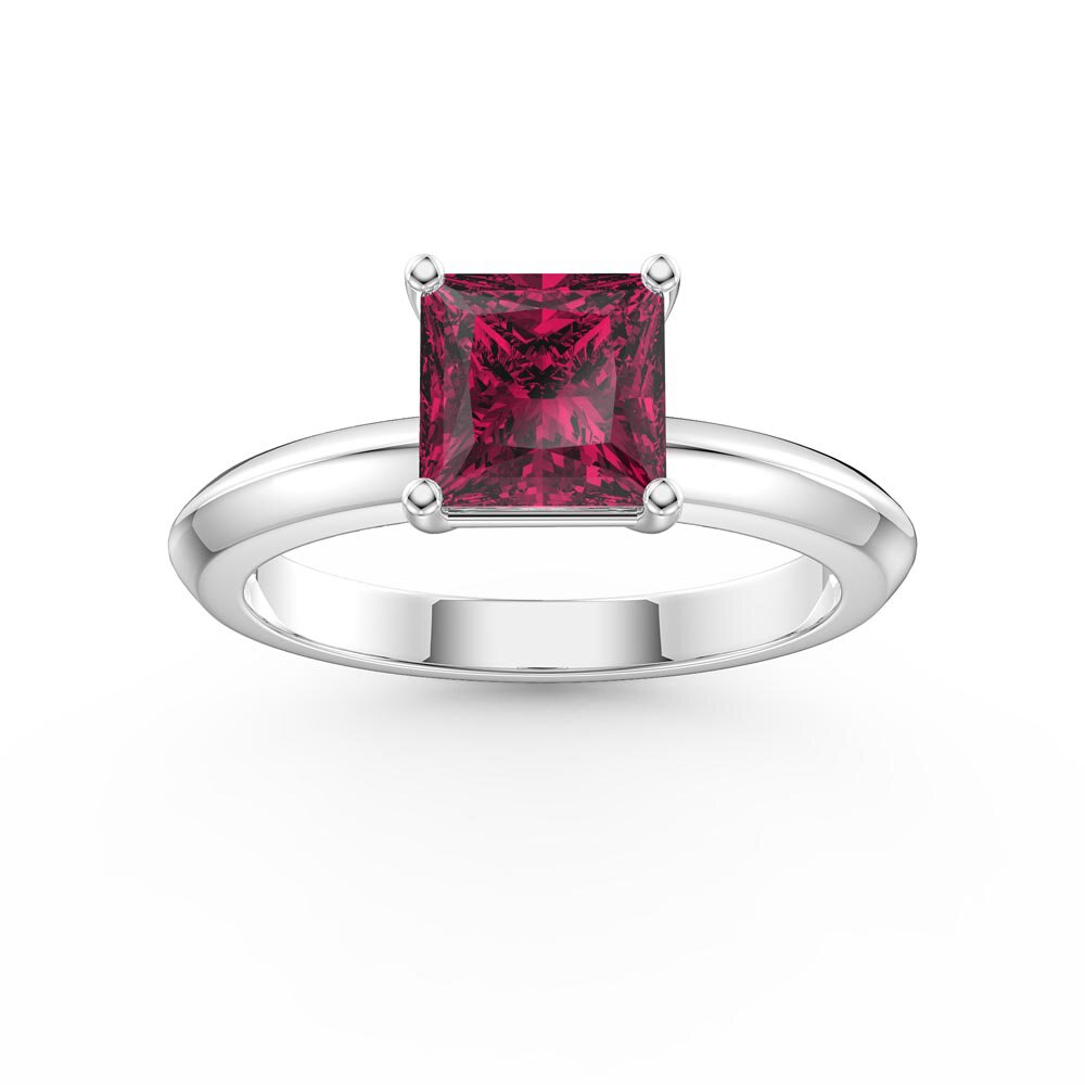 Unity 1ct Princess Ruby Platinum plated Silver Promise Ring