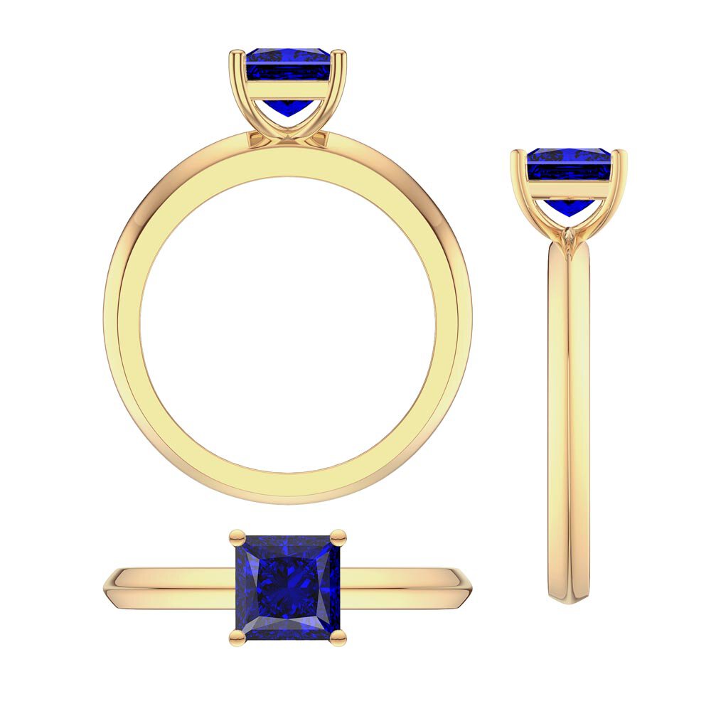 Unity 1ct Princess Sapphire 9ct Yellow Gold Proposal Ring #4