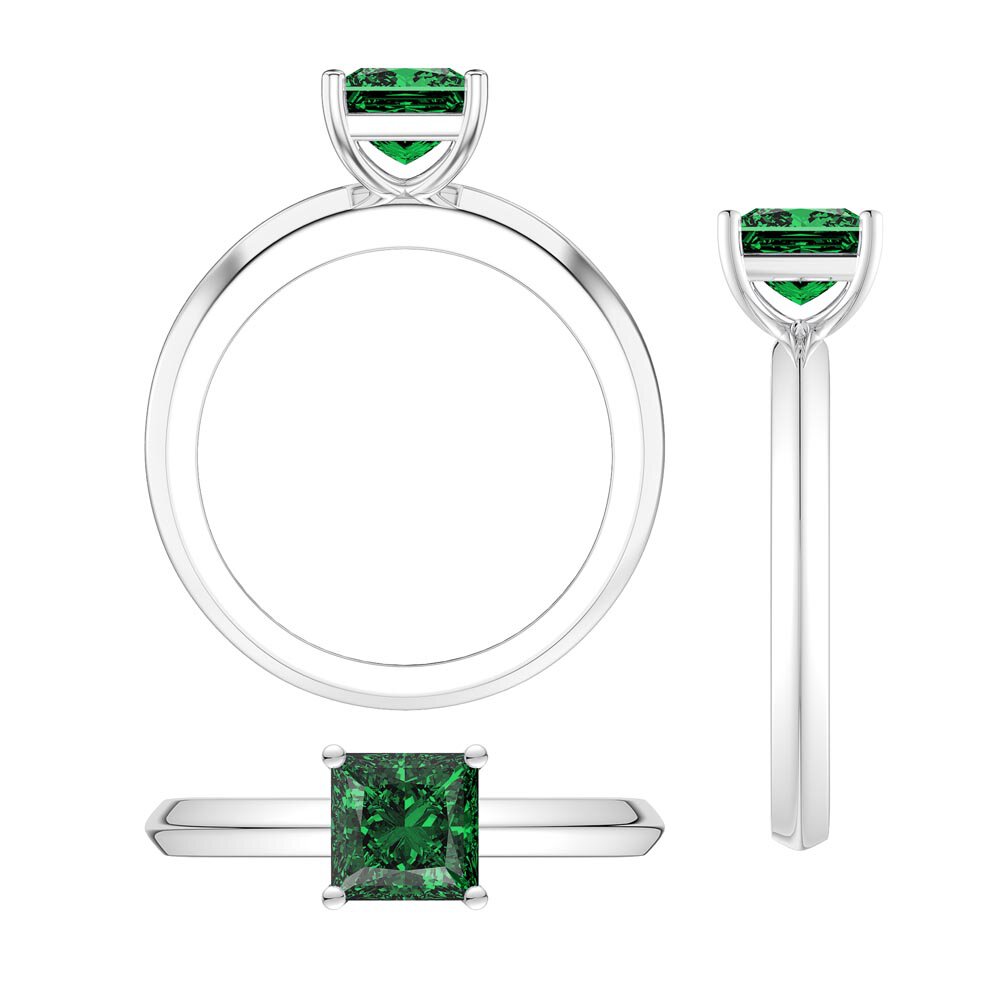 Unity 1ct Princess Emerald 9ct White Gold Proposal Ring #4