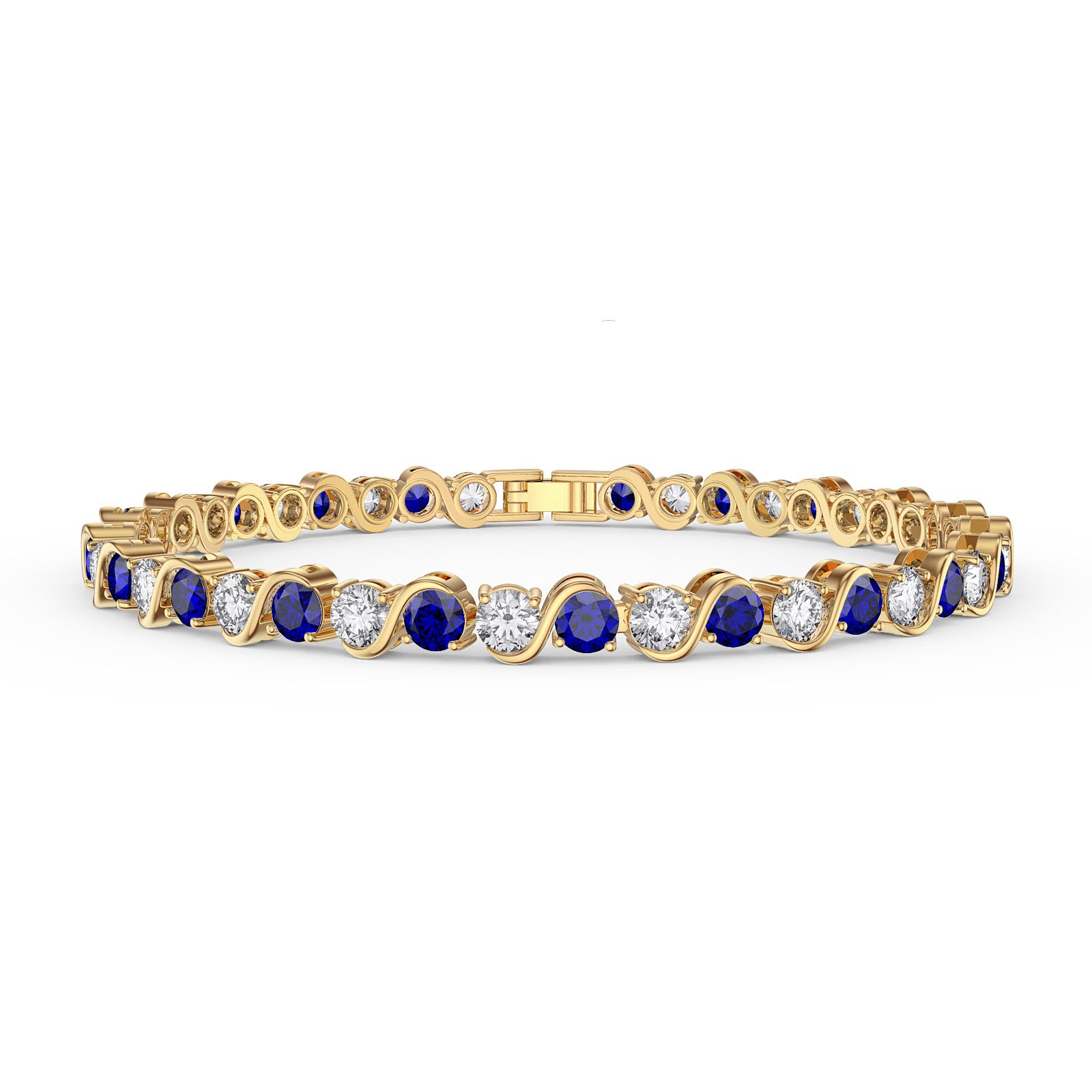 925 Silver Blue Sapphire Gemstone Bangle Bracelet
