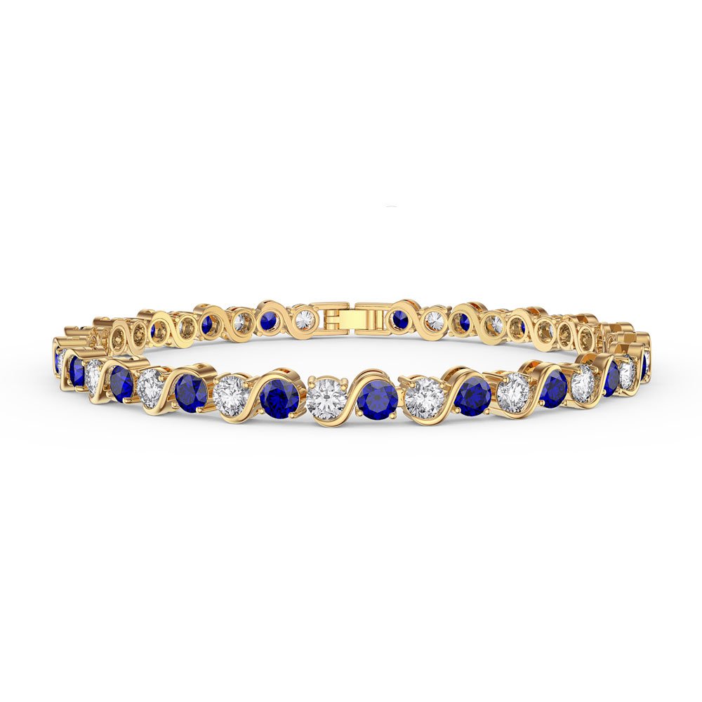 Infinity Blue and White Sapphire 18ct Gold Vermeil S Bar Tennis Bracelet #1