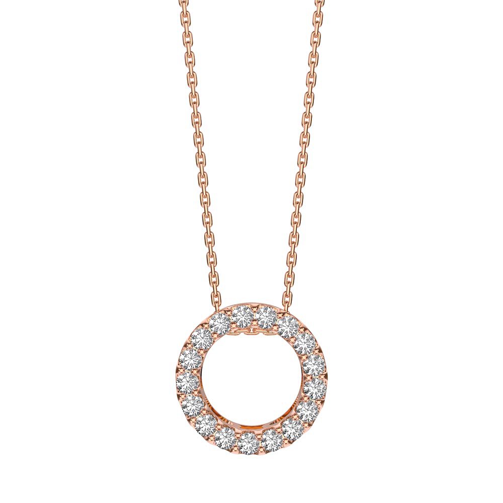 Infinity White Sapphire Solitaire and Halo 18ct Rose Gold Vermeil Pendant Set #2