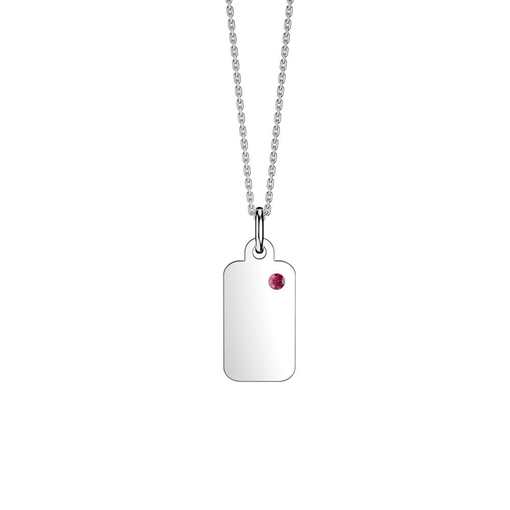 Charisma Ruby Platinum plated Silver Dog Tag Pendant #2