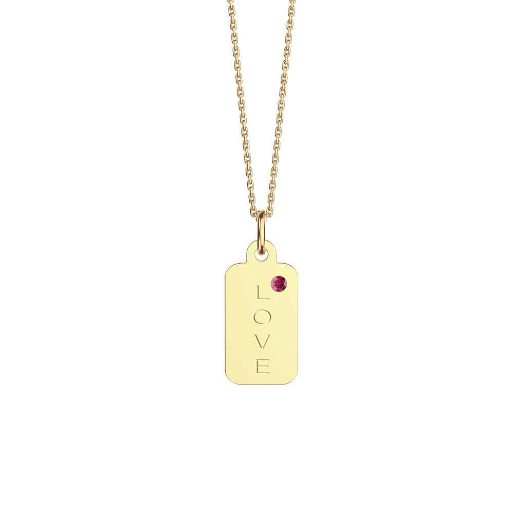 Charisma Ruby 18ct Gold Vermeil Dog Tag Pendant