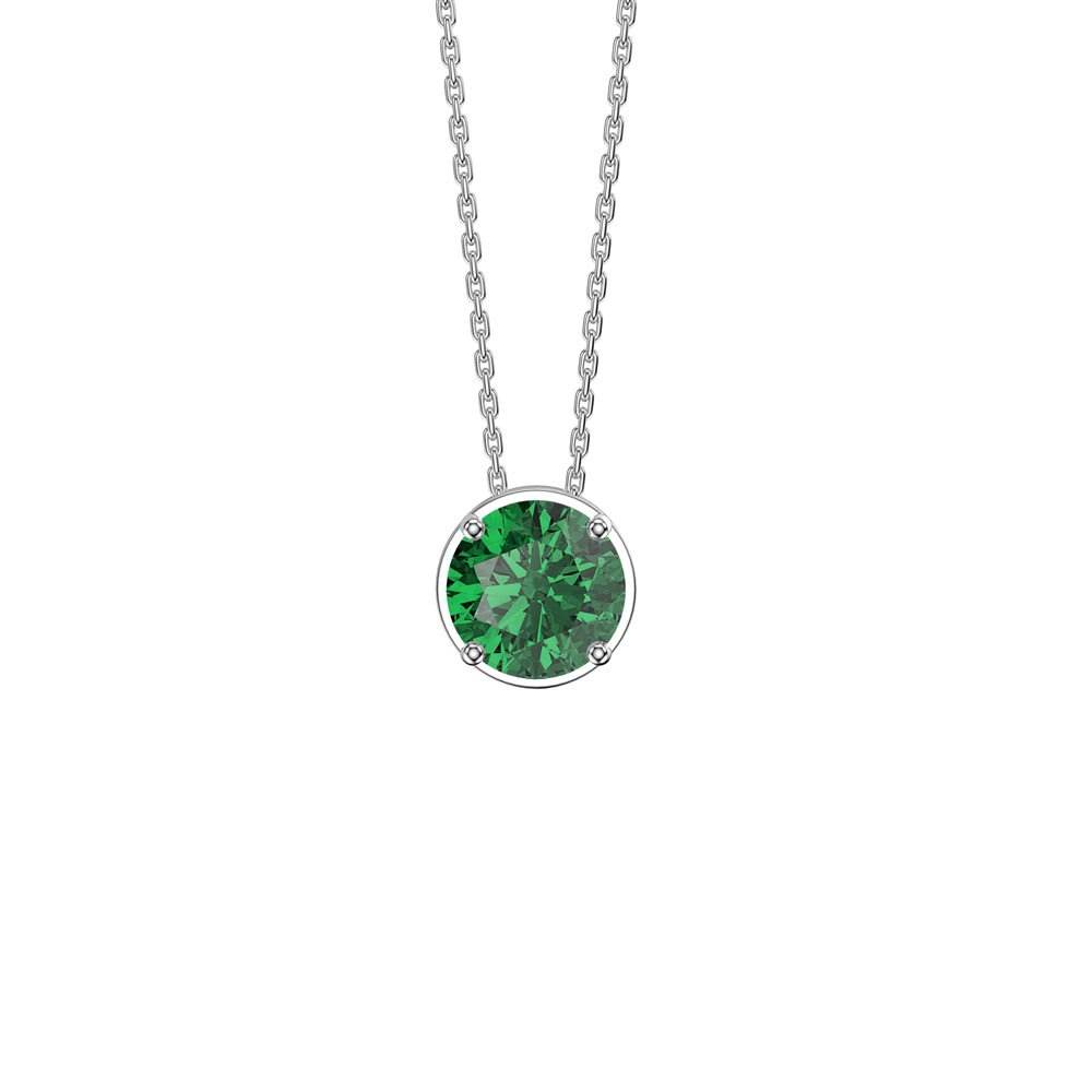 Infinity Emerald Solitaire and Halo Platinum plated Silver Pendant Set #3