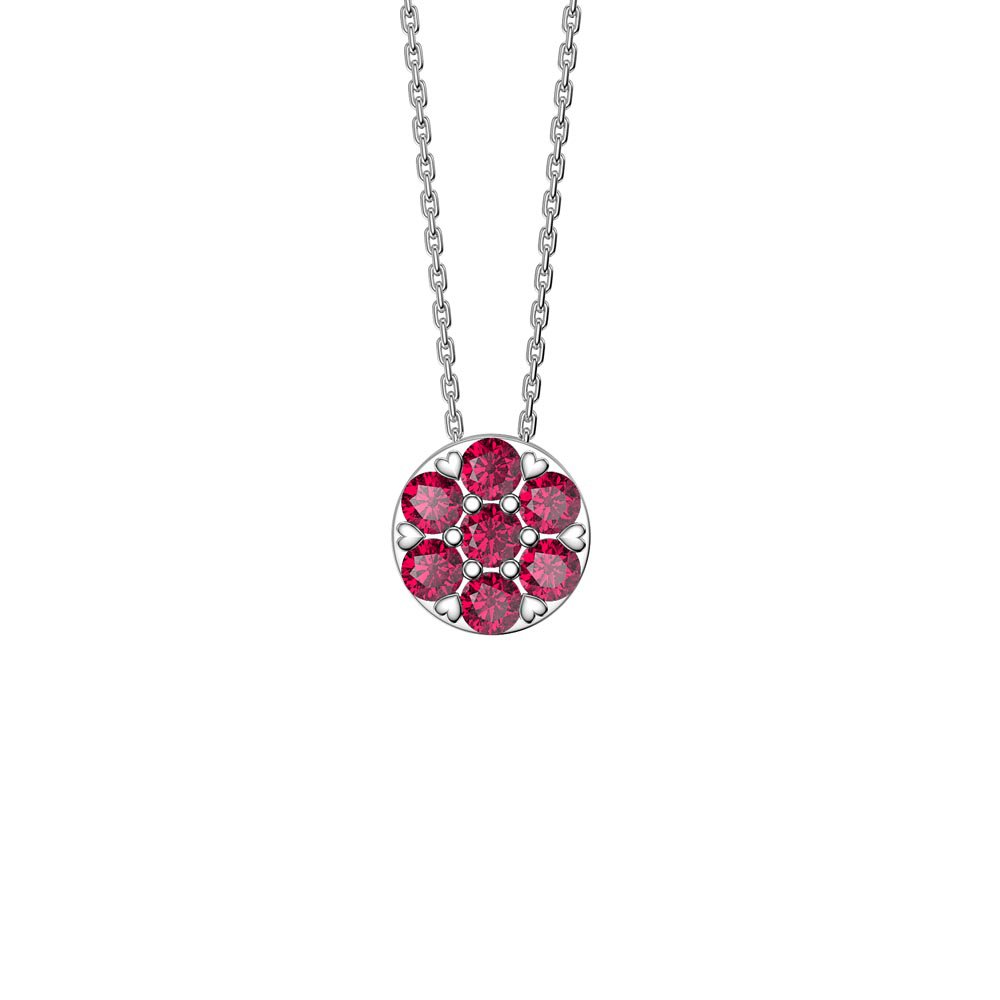 Infinity Ruby Pave and Halo Platinum plated Silver Pendant Set #3