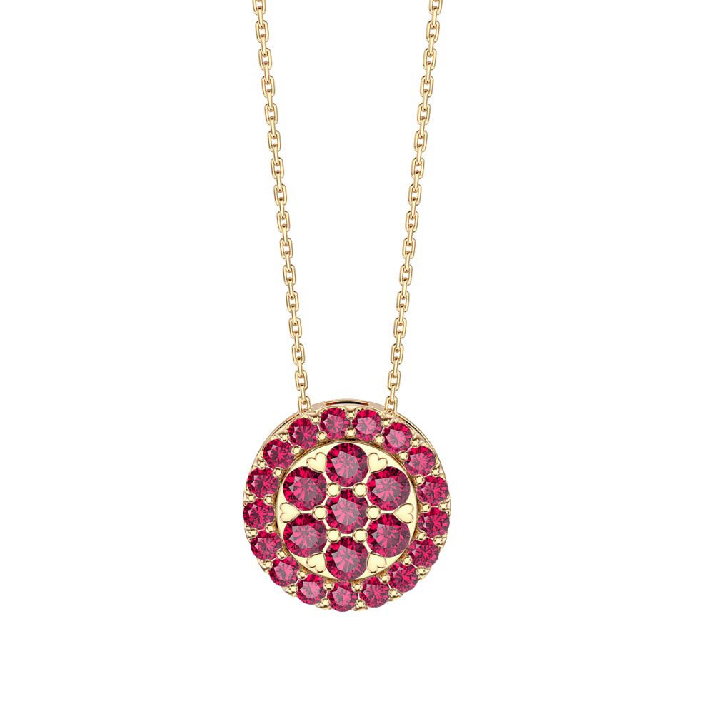 Infinity Ruby Pave and Halo 18ct Gold Vermeil Pendant Set