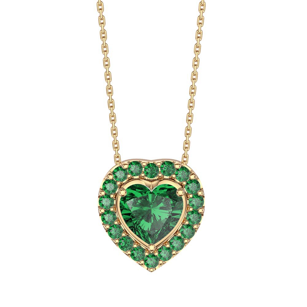 Infinity Emerald Heart Solitaire and Halo 18ct Gold Vermeil Pendant Set ...