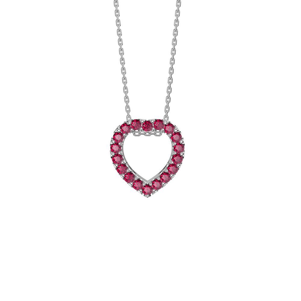 Infinity Heart Ruby Halo Platinum plated Silver Pendant