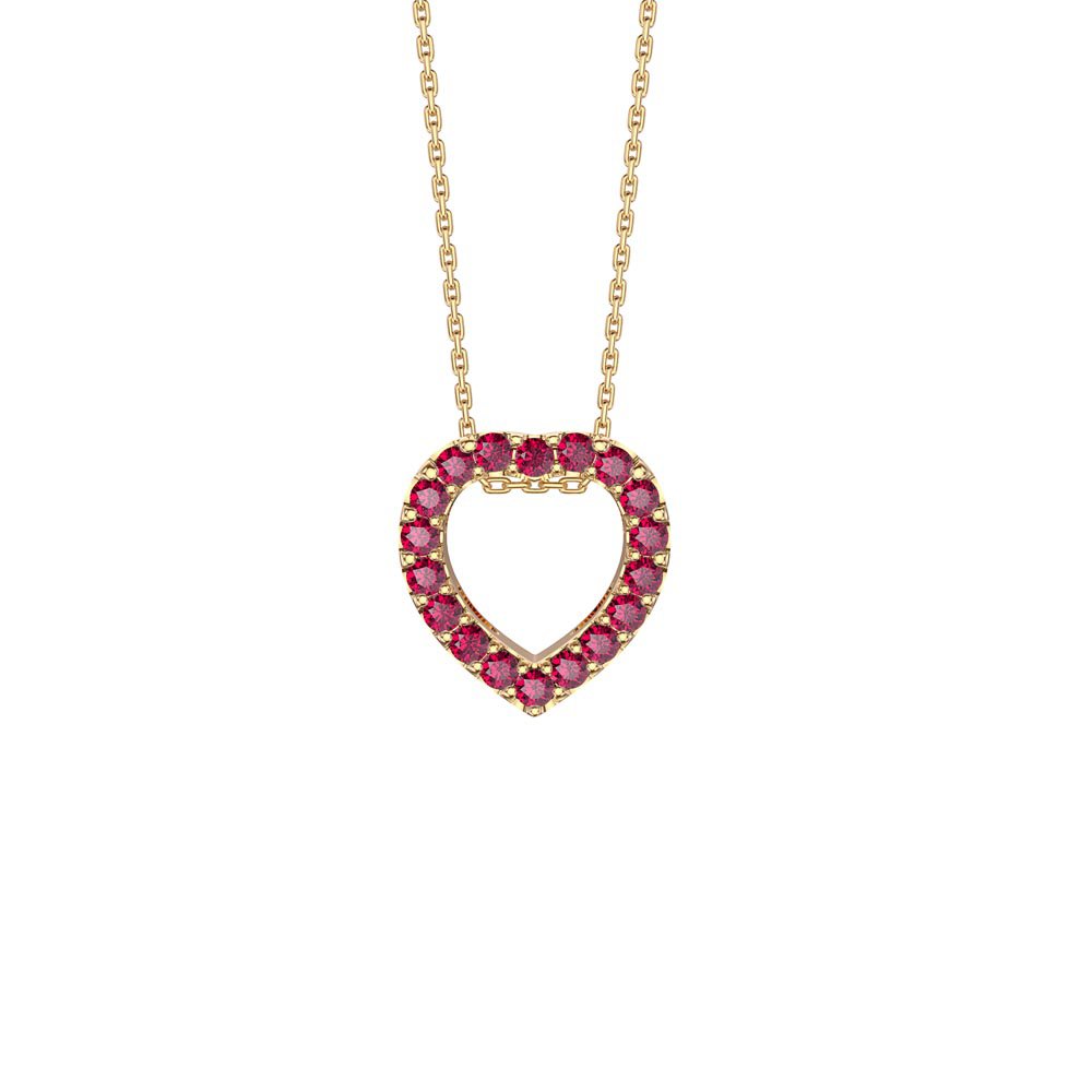 Infinity Heart Ruby Solitaire and Halo 18ct Gold Vermeil Pendant Set #2