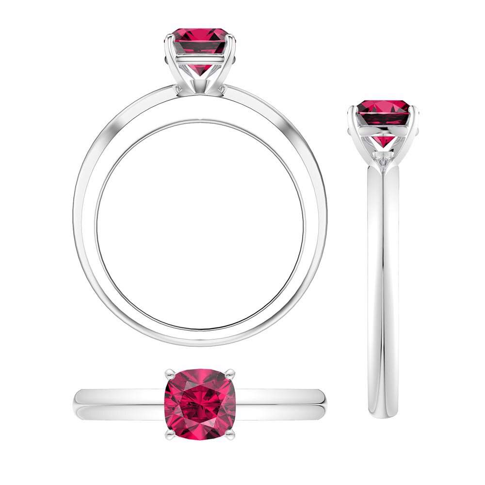 Unity 1ct Cushion cut Ruby Solitaire 18ct White Gold Proposal Ring #4