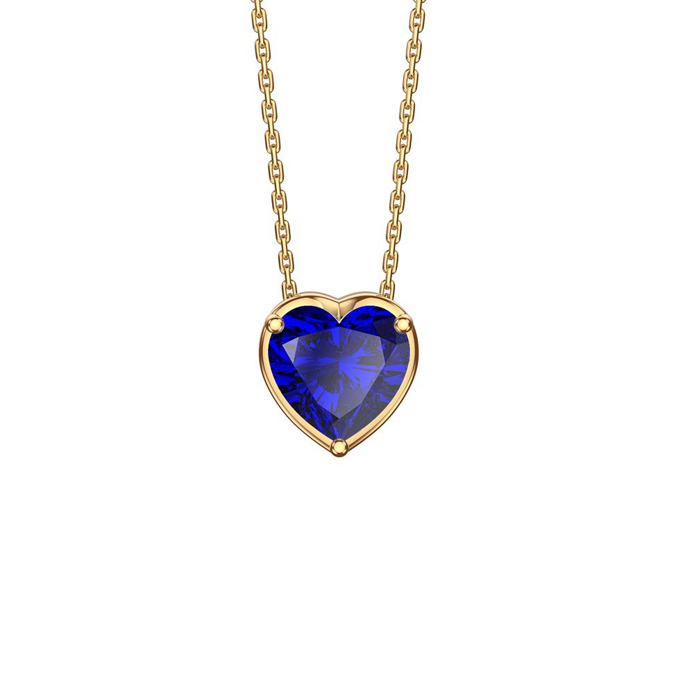 Infinity Heart Sapphire Solitaire and Halo 18ct Gold Vermeil Pendant Set #3